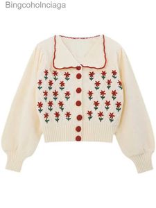 Chandails pour femmes Automne Hiver Mode Coréenne Femme Kaii Mori Fille Broderie Cardigan Chandails De Noël Vintage Tricots Esthétique Crop TopsL231010