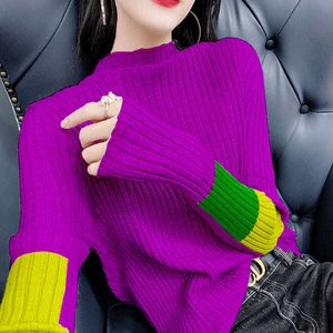 Dames truien mode half hoge kraag breien all-match kleur trui dames kleding herfst losse pullovers casual Korean tops 230306