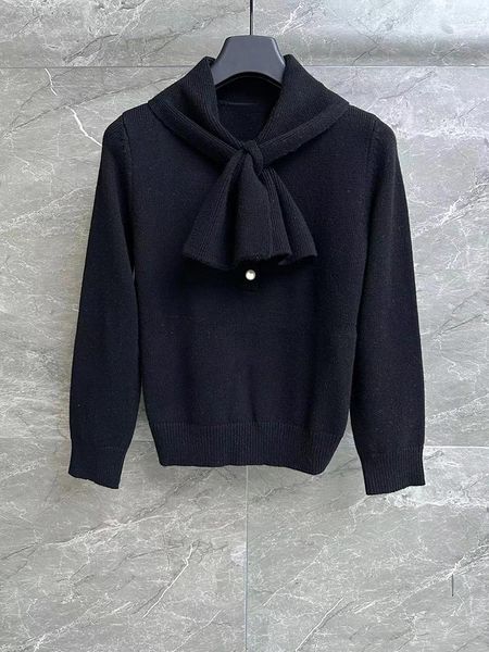 Chandails pour femmes Fashion High Quality Wrap Gow Collar Design Cashmere Knit Sweater pour femmes 2023 Button O-NECK SHRIP PAUTER LAME