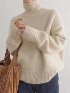 Chandails pour femmes Fashion Korea Cashmere Sweater Pure Laine pure Pullage de revers haut automne Hiver Casual Loose Tritt Treot