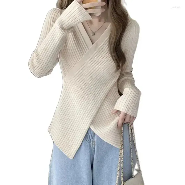 Suéteres de mujer moda diseño coreano sentido suéter de punto base 2023 Otoño/Invierno hermanas gordas muestran prendas de vestir finas y versátiles Top
