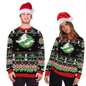 Pulls pour femmes Fashion Ugly Christmas Pullover Movie Cartoon Characters 3d Printing Round Neck Couple Long Sleeve Sweatshirts 230113