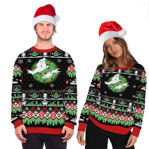 Pulls pour femmes mode moche noël pull film personnages de dessins animés impression 3d col rond Couple à manches longues sweats