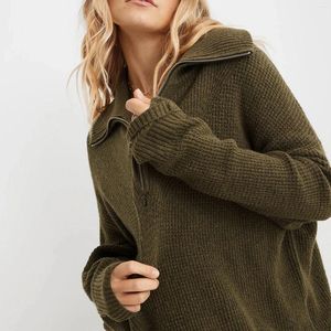 Pulls pour femmes Mode Femmes 2023 Demi-Zip Up Pulls Casual Solide Lâche Tricoté Automne/Hiver Pull Surdimensionné Femme