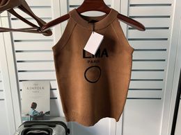 Suéteres de mujer Moda para mujer Camisetas de punto Chaleco Jacquard Carta Color sólido Camiseta de alta calidad Tamaño S-L
