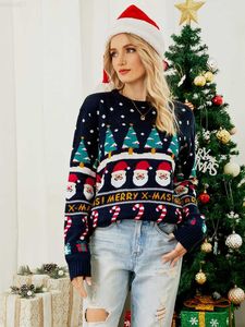 Chandails pour femmes Fitshinling Merry Christmas Ugly Sweater Femme Vêtements Bonhomme de neige Arbres Xmas Jumper Pulls Nouvel An Cadeaux Pull Tops à manches longues L230718