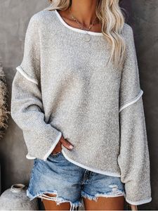 Dames truien fitshinling vintage oversized trui dames patchwork los een schouder jumper gebreide mode casual pullover winter tops 230301