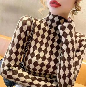 Damestruien voor designer Koreaanse luxe gedrukte Turtleneck Puff Puff Dress T -shirt voor casual vrouwelijke kleding