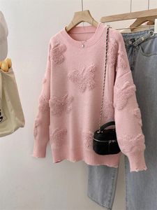 Damessweaters Zachte stijl vlinderborduurwerk Trui Losse luie trui Herfst/winter Zacht klevend gebreide top