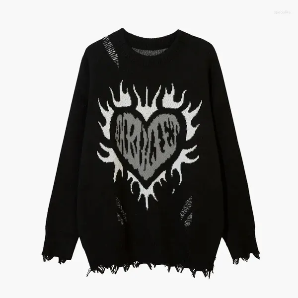 Suéteres para mujer Suéter grunge Moda Streetwear Y2k Estética Jersey negro Estampado de calavera Gótico Mujer Jumper Harajuku Prendas de punto sueltas