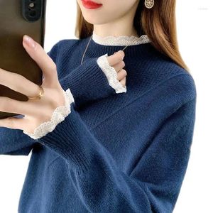 Pulls pour femmes demi-col roulé pull tricoté pull pour vêtements 2023 automne hiver manches longues fille Jersey hauts BC438