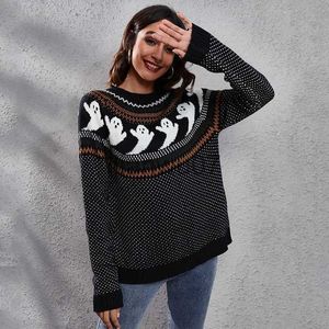 Damestruien Halloween Spook Vintage damestrui Polka dot lange mouw gebreide trui Wintertrui Damesontwerp Pullovers Knitwears J231110