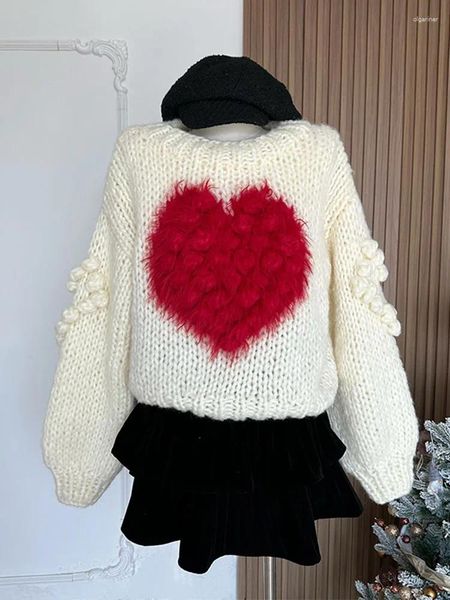 Pulls pour femmes Harajuku Sweet Sweater Femmes Automne Hiver Simple O-Cou Knitwear Jumper Casual Épais Chaud Basic Mori Girl Surdimensionné