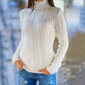 Suéteres de mujer Cuello alto Twist Knit Cálido Otoño Invierno Suéteres Mujeres Suéter de punto Damas Tallas grandes S3XL Suéter Tops Suéter de moda Mujer J220915