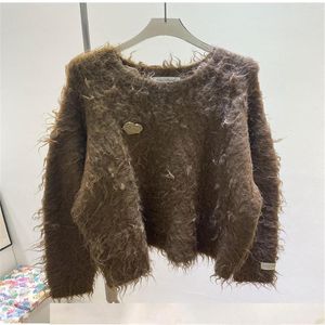 Pulls pour femmes haute qualité cheveux automne/hiver mode alpaga laine tricots amour métal pull femme