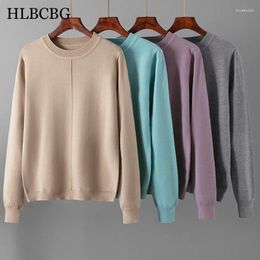 Pulls pour femmes HLBCBG Style de base O-Cou Automne Hiver Femmes Pull Mode Tricot Casual Lady Warm Top