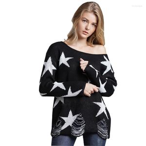 Les pulls féminins creux de l'étoile impriment les femmes automne hiver 2023 Sexe slash couche tricoté pull pull ivero