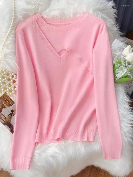 Suéteres de mujer Caballo Jacquard Elegante suéter de punto Jersey Mujeres Color-Bloqueado Casual Moda Tops sueltos 2024 Primavera Manga larga O-cuello