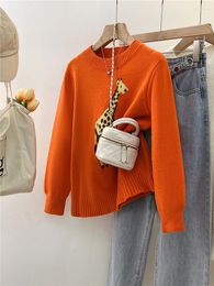 Suéteres de mujer estilo inactivo ropa interior suelta prendas de punto Top otoño e invierno ropa de abrigo naranja suéter