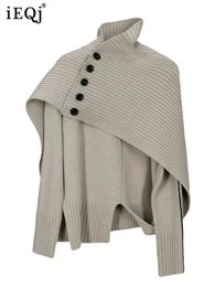 Damessweaters IEQJ Asymmetrisch ontwerp Cape-stijl trui voor dames met lange mouwen Causaal losse effen elegante vrouwelijke kleding 3WQ9037 231202