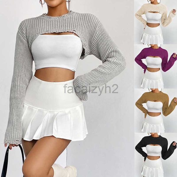 Les chandails pour femmes Ins Pullover Trifted Top pour le design de niche pour femmes, Ultra Short Style avec Tops Sexy Half Cut Top Fashion Tops