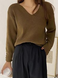 Dames truien itoolin dames v-neck button-mouw slouchy gebreide trui kasjier pullovers herfst winter jumpers