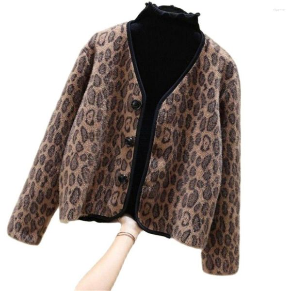 Pulls pour femmes Vestes Femmes Léopard Femme Tricot Cardigans Printemps Automne Lâche Lady Protection Solaire Vêtements Bouton Manteau Tendance