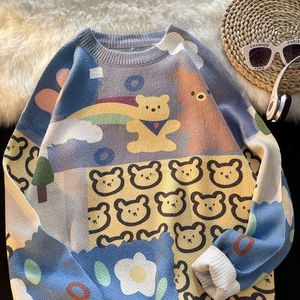 Pulls pour femmes Japon Kawaii Bear Cartoon Imprimer Pull Femmes Esthétique Sweet Girl O-Cou Manches Longues Tops d'hiver Harajuku Streetwear