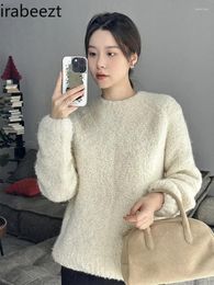 Damessweaters Japanse vintage witte trui Winter Klein Luie stijl Senior Sense Lange mouwen Ronde hals Losgebreide top Pull Coreen