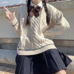 Suéteres de mujer japonés Y2k Jk suéter Beige mujer estilo Kawaii jersey básico de gran tamaño Harajuku dulce Vintage Knit Top femenino