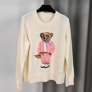 Chandails pour femmes Jiayi Still RL Ralph Nouveau dessin animé rose broderie ours coton pull pull femme