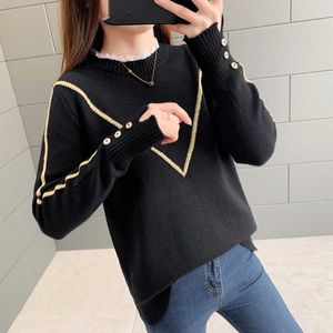 Pulls de femmes JMPRS Fashion Femme Sweater sexy Patchwork Patchwork Palle de tricot lâche bouton décontracté bouton chaude automne veste à manches longues J220915