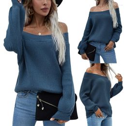 Suéteres para mujer Kayotuas suéter para mujer fuera del hombro cuello oblicuo sólido 6 colores jersey para mujer Casual moda Tops prendas de punto