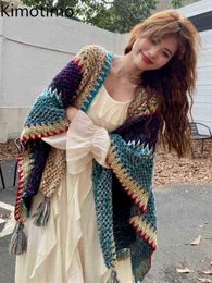 Dames truien kimotimo chic tassel sjaalvest vrouwen herfst winterontwerp losse trui jas Koreaanse etnische stijl weggelopen streetwear J220915