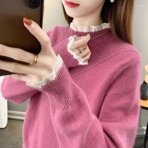 Pulls pour femmes Tops en tricot pour femme ronde O cou bleu pull pull style coréen mode 2024 jersey automne hiver tendance esthétique