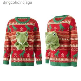 Damestruien Gebreide kersttrui Unisex 3D Dinosaurus Lelijke kersttruien Schattige pop Pullover Grappige feestjes Vakantietrui TopL231010