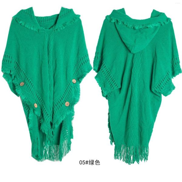 Pulls pour femmes Capes à tricoter femmes mode décontractée à capuche couleur unie pull pull automne printemps gland ourlet irrégulier