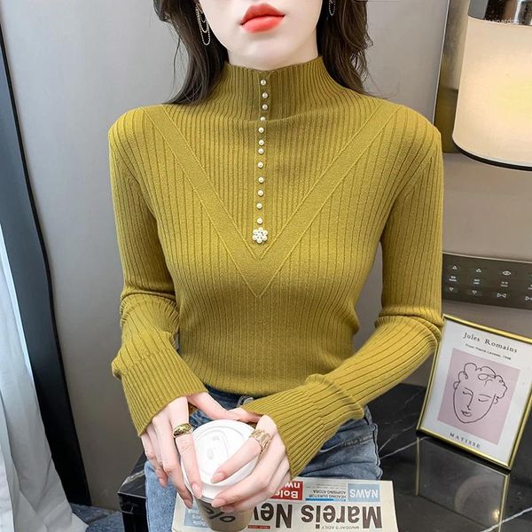 Pulls de femmes Korea Style Light Light Per perle de Chic Girl's Autumn Tricots Basic Shirts Fashion Femmes Spring Pullover Casual Pullover