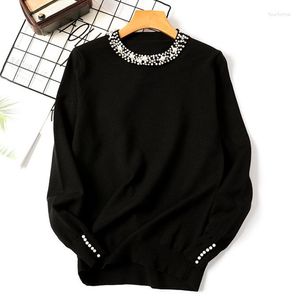 Vrouwen Truien Koreaanse Kralen Luxe Trui Vrouwen 2023 Herfst Winter Streetwear Fashon Tricot Parel Basic Jumper Pull Femme Trui