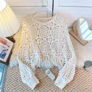 Pulls pour femmes Mode coréenne Crochet Tops Femmes Batwing Manches Tricoté Pull Automne Hiver Jersey Jumper Crop Top Gland