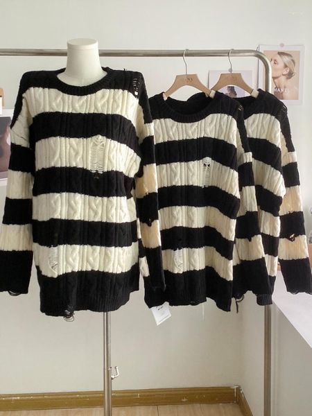 Pulls pour femmes Mode coréenne Tricoté Femmes Automne Manches longues O-Cou Femme Crochet Pulls Dames Pull surdimensionné Drop