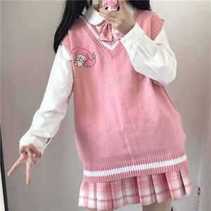 Suéteres de mujer, moda coreana, suéter de punto Harajuku de gran tamaño, camisetas sin mangas de Anime, chaleco gótico Pastel Y2k Kawaii estético Emo Alt