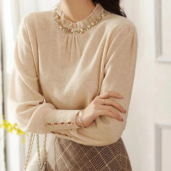 Chandails pour femmes Fashion coréenne Femmes Cardigans Treat Tirover T-shirt Tempérament Top à manches longues Loose