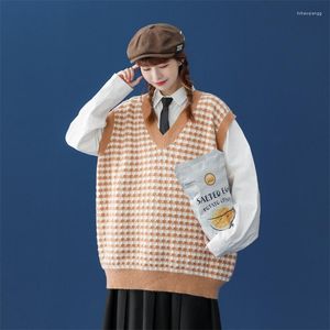 Pulls pour femmes coréen streetwear mode pulls décontractés pull gilet japonais surdimensionné col en v sans manches pull gilet pour hommes