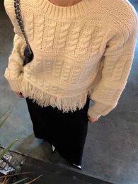 Dames truien korobov y2k kleren solide kleur twist trui dames streep kwast ontwerpen breien top luie stijl Koreaanse mode pull femme