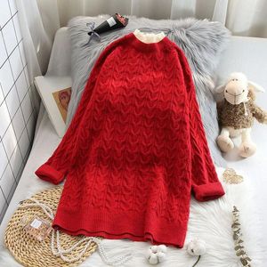 Pinks pour femmes Patchwork Patchwork Tricoted Women Sweater and Pullovers Long Solid Red Casual All Match Female Tirls Outwear Tops
