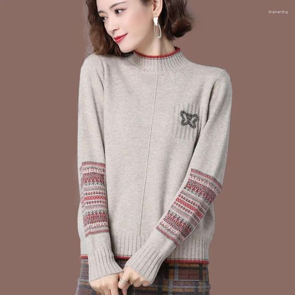 Sweaters de mujeres Damas Sweater Knited Women 2023 Fashion Autumn Winter Winter Turtleneck Style Coreano Jumper Jugumer Red