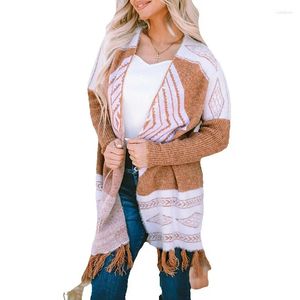 Pulls pour femmes Loisirs et style paresseux Cardigan Pull pour femmes 2023 Hiver Gland Hem Personnalisé Imprimé Tricot