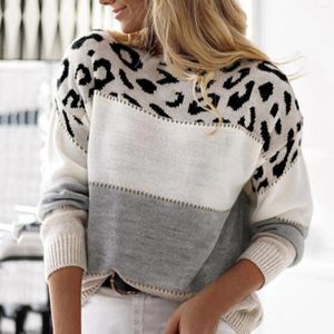 Pulls pour femmes Pull en tricot imprimé léopard automne hiver 2024 femmes à manches longues haut coréen mode vintage streetwear pull surdimensionné