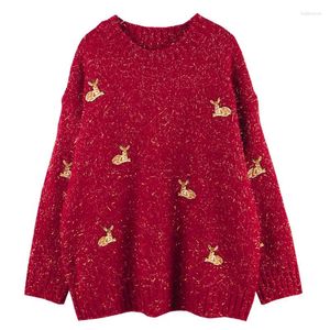 Pulls pour femmes Little Elk Red Oversizd Pull de Noël Femmes Paresseux Oaf Pull Épais Chaud Hiver Plus Taille Jersey Jumpers
